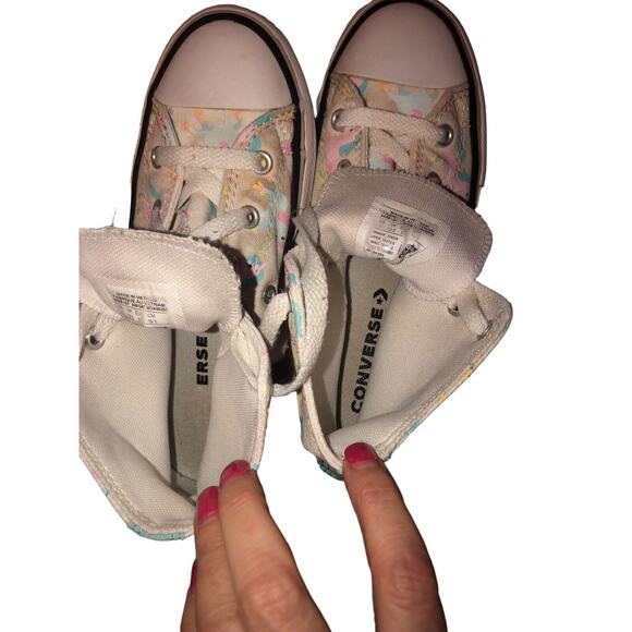 Converse Chuck Taylor Unicorns Hi-Top Sneakers Shoes‎ 669816F Girls Junior Sz 1 - Picture 12 of 13